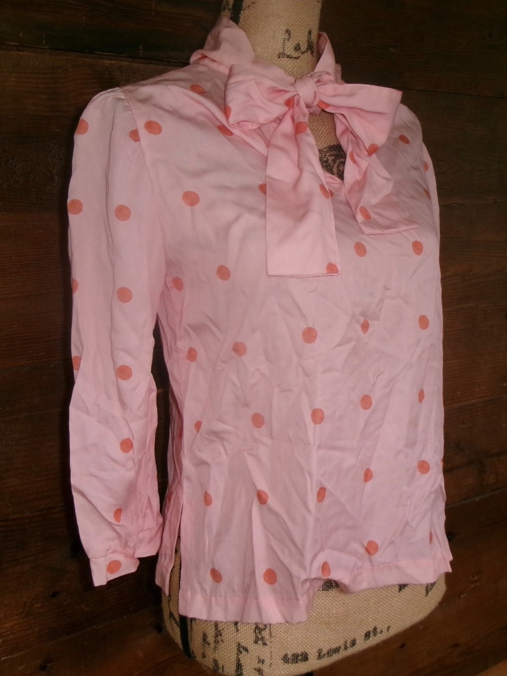Vintage pink polka dot blouse size 4